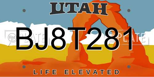 BJ8T281 Utah License Plate