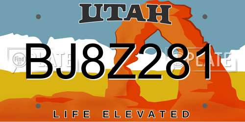 BJ8Z281 Utah License Plate