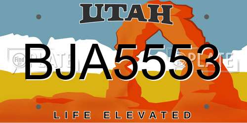 BJA5553 Utah License Plate
