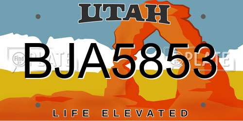BJA5853 Utah License Plate