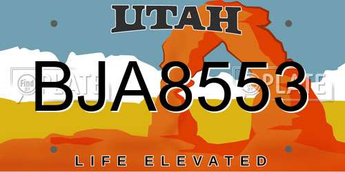 BJA8553 Utah License Plate
