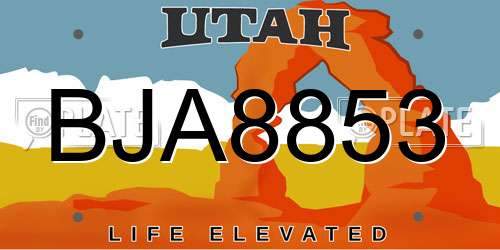 BJA8853 Utah License Plate