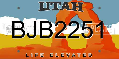 BJB2251 Utah License Plate