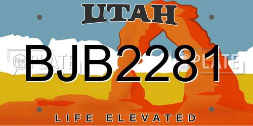 BJB2281 Utah License Plate