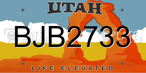 BJB2733 Utah License Plate