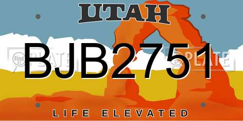 BJB2751 Utah License Plate