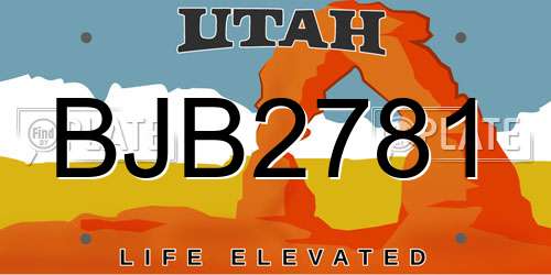 BJB2781 Utah License Plate
