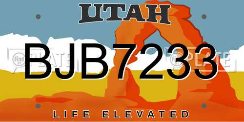 BJB7233 Utah License Plate