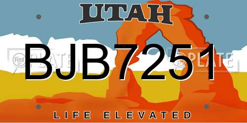 BJB7251 Utah License Plate