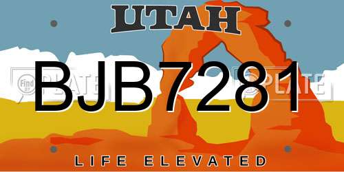 BJB7281 Utah License Plate
