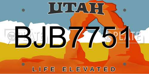 BJB7751 Utah License Plate