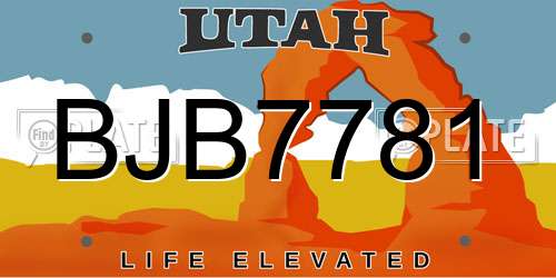 BJB7781 Utah License Plate