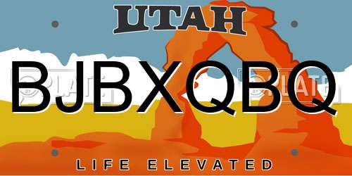 BJBXQBQ Utah License Plate
