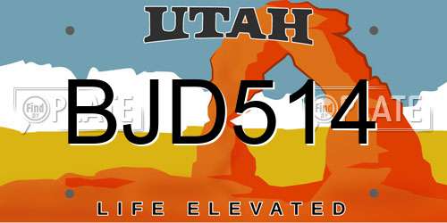 BJD514 Utah License Plate