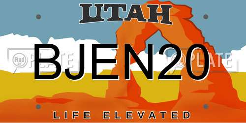 BJEN20 Utah License Plate