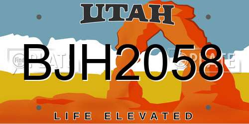 BJH2058 Utah License Plate