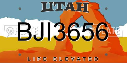 BJI3656 Utah License Plate