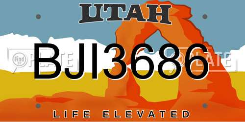 BJI3686 Utah License Plate
