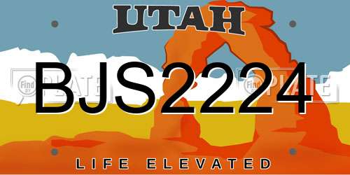 BJS2224 Utah License Plate