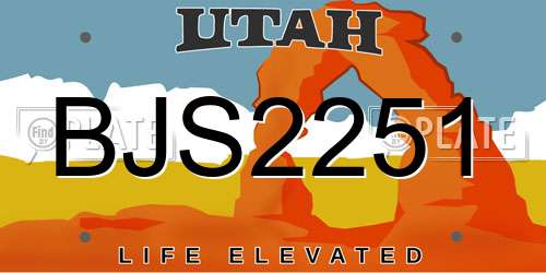 BJS2251 Utah License Plate