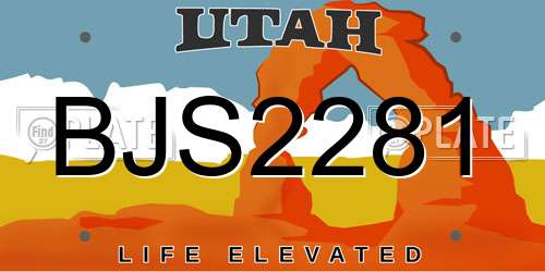BJS2281 Utah License Plate