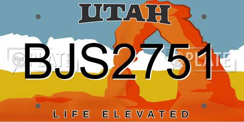 BJS2751 Utah License Plate