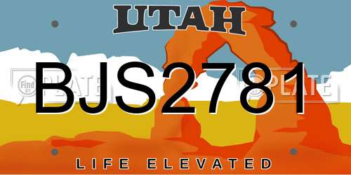 BJS2781 Utah License Plate