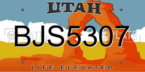 BJS5307 Utah License Plate