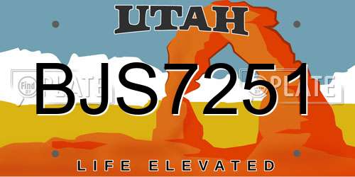 BJS7251 Utah License Plate