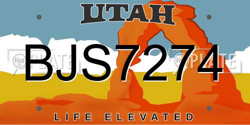 BJS7274 Utah License Plate