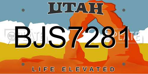 BJS7281 Utah License Plate