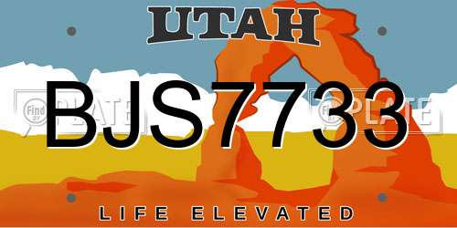 BJS7733 Utah License Plate