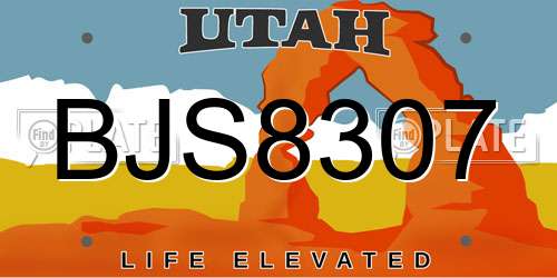 BJS8307 Utah License Plate