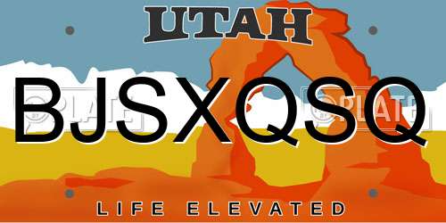 BJSXQSQ Utah License Plate