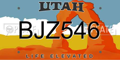 BJZ546 Utah License Plate