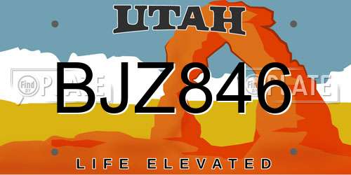 BJZ846 Utah License Plate