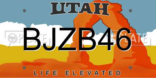 BJZB46 Utah License Plate