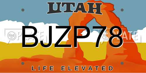 BJZP78 Utah License Plate