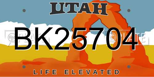 BK25704 Utah License Plate