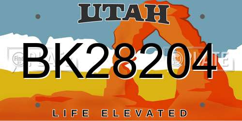 BK28204 Utah License Plate