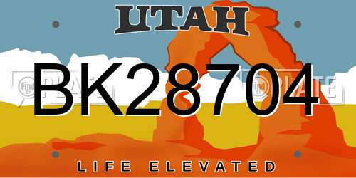 BK28704 Utah License Plate