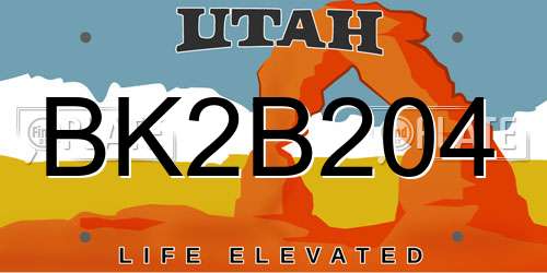 BK2B204 Utah License Plate