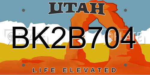 BK2B704 Utah License Plate