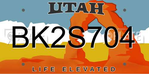 BK2S704 Utah License Plate