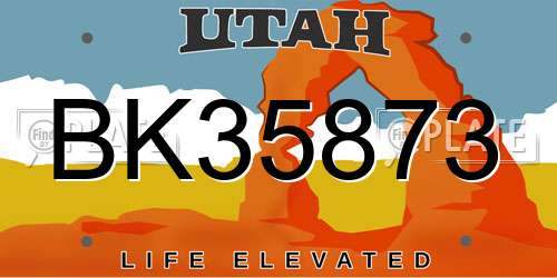 BK35873 Utah License Plate