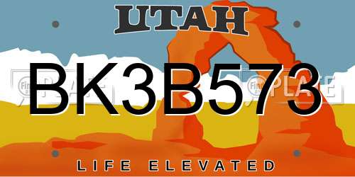 BK3B573 Utah License Plate