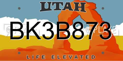 BK3B873 Utah License Plate
