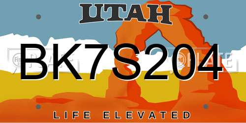 BK7S204 Utah License Plate