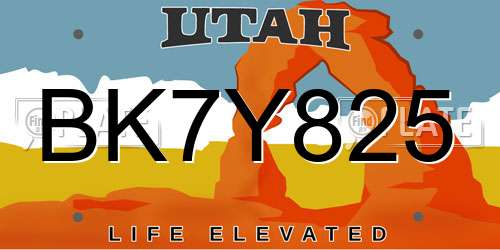 BK7Y825 Utah License Plate