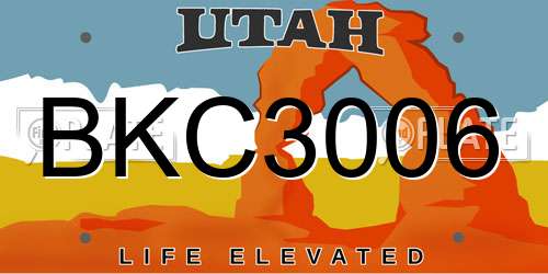 BKC3006 Utah License Plate